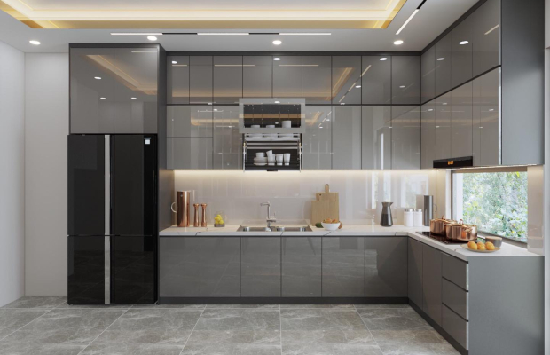 Tủ Bếp Gỗ An Cường Phủ Acrylic Cao Cấp